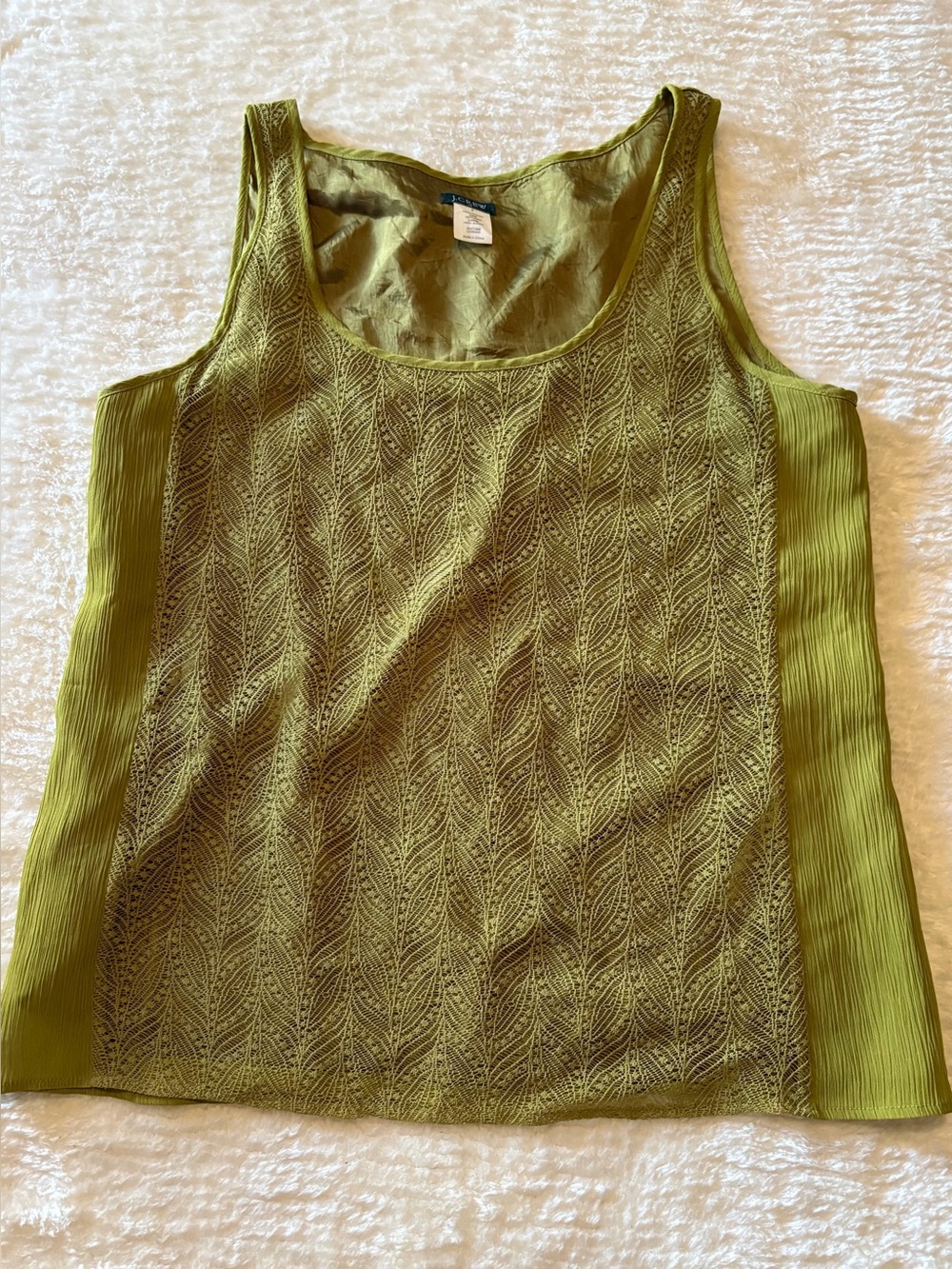 J.Crew Factory Moss Green Mixed Media Textured Tank Top